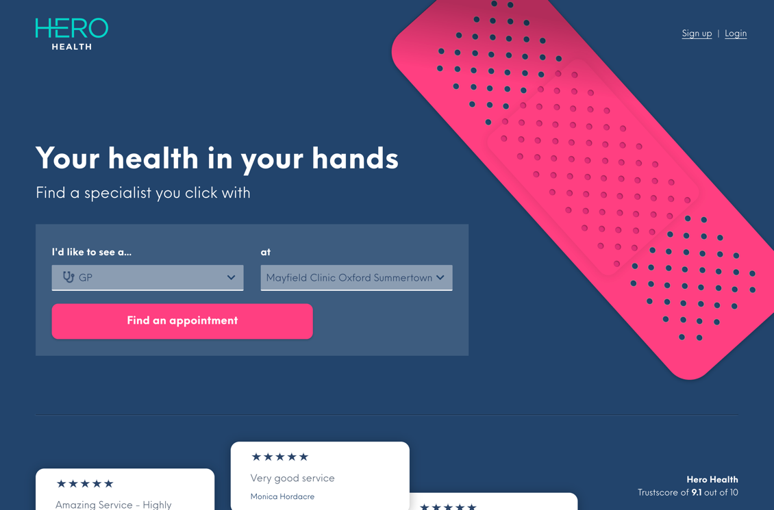 Hero Health web design screenshot